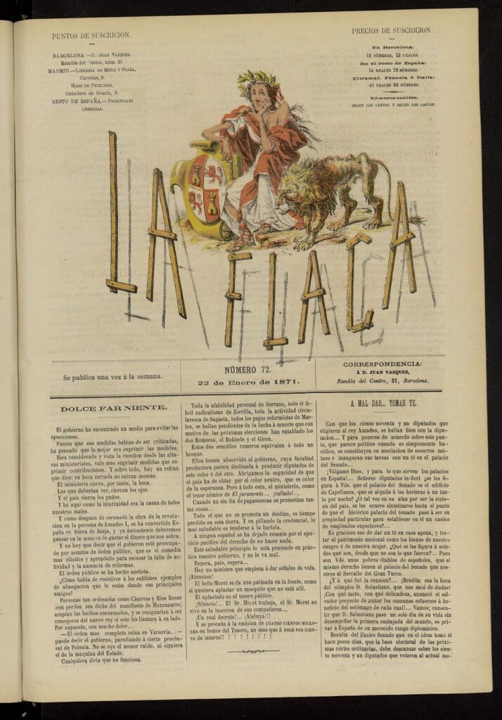 Miniatura de La Flaca del 22 de enero de 1871, nº 72