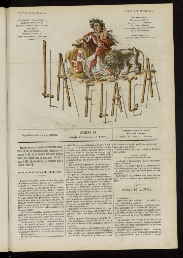 Miniatura de La Flaca del 26 de febrero de 1871, nº 76