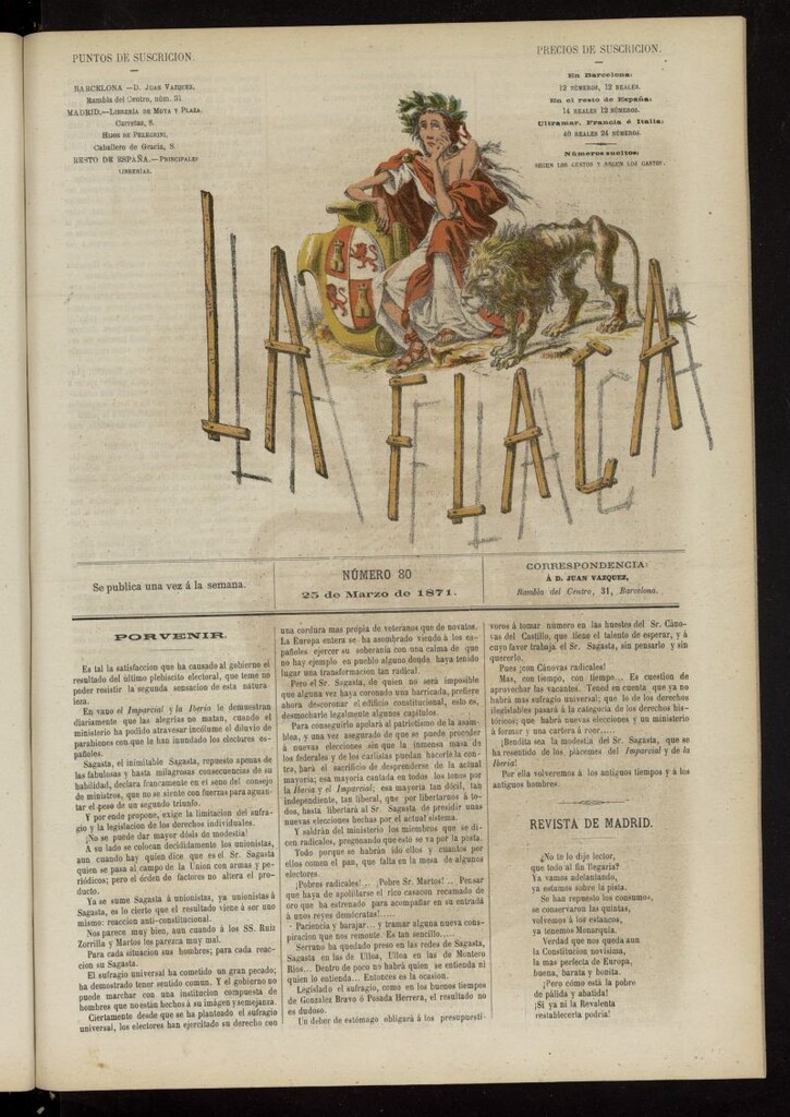 Miniatura de La Flaca del 25 de marzo de 1871, nº 80