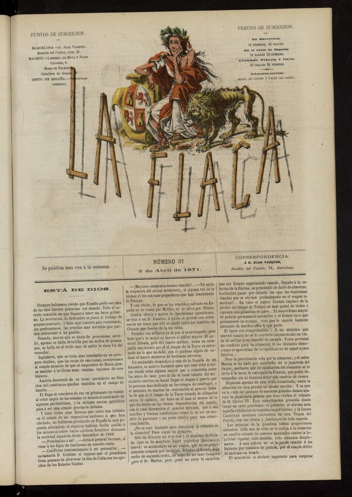 Miniatura de La Flaca del 2 de abril de 1871, nº 81