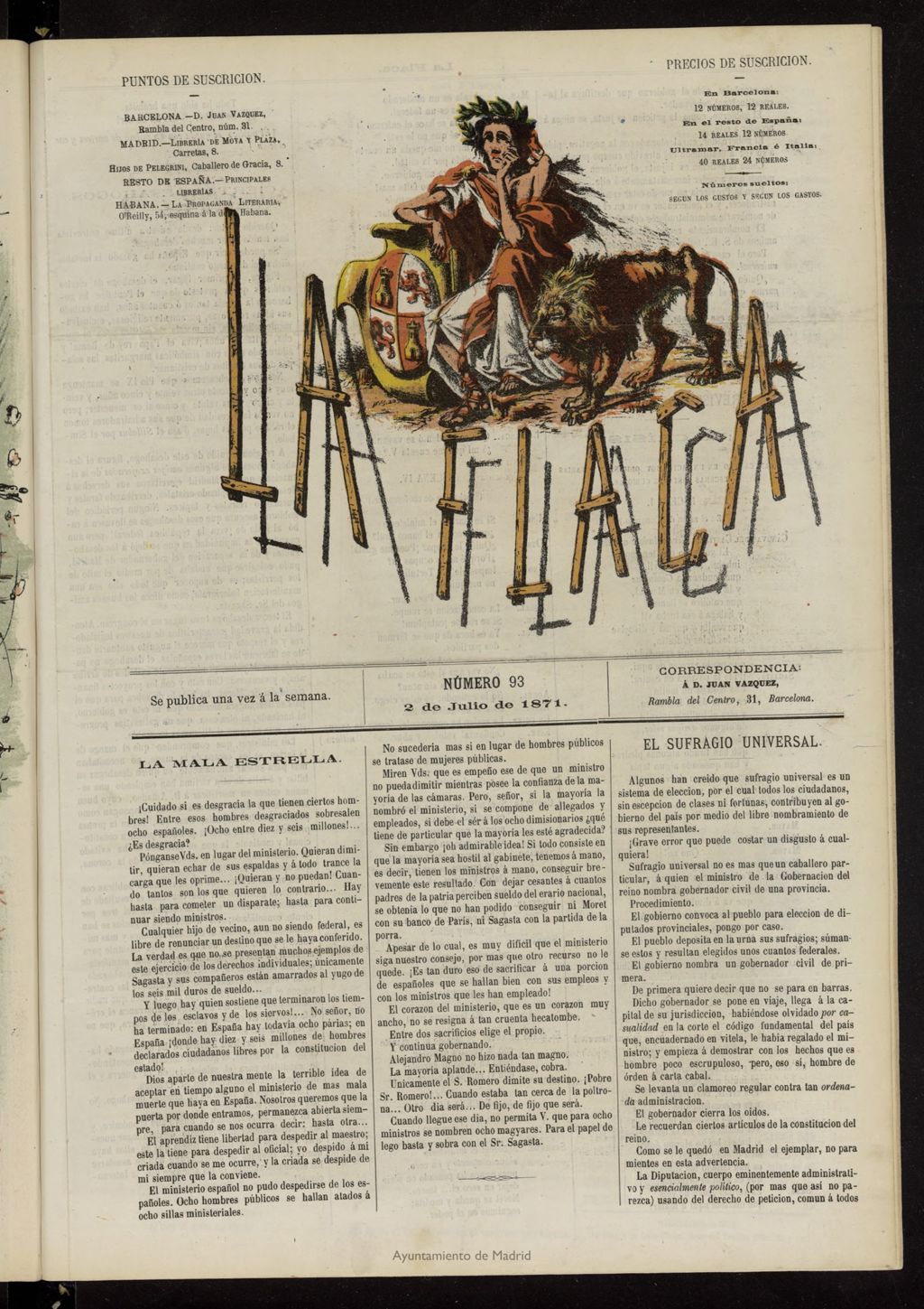 Miniatura de La Flaca del 2 de julio de 1871, nº 93