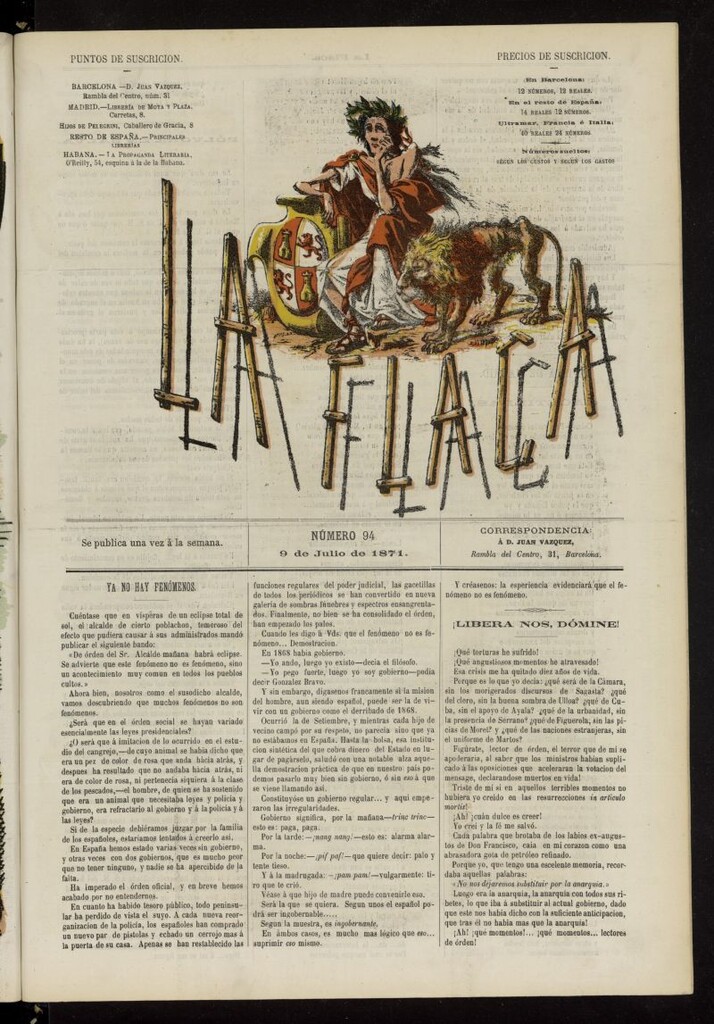 Miniatura de La Flaca del 9 de julio de 1871, nº 94