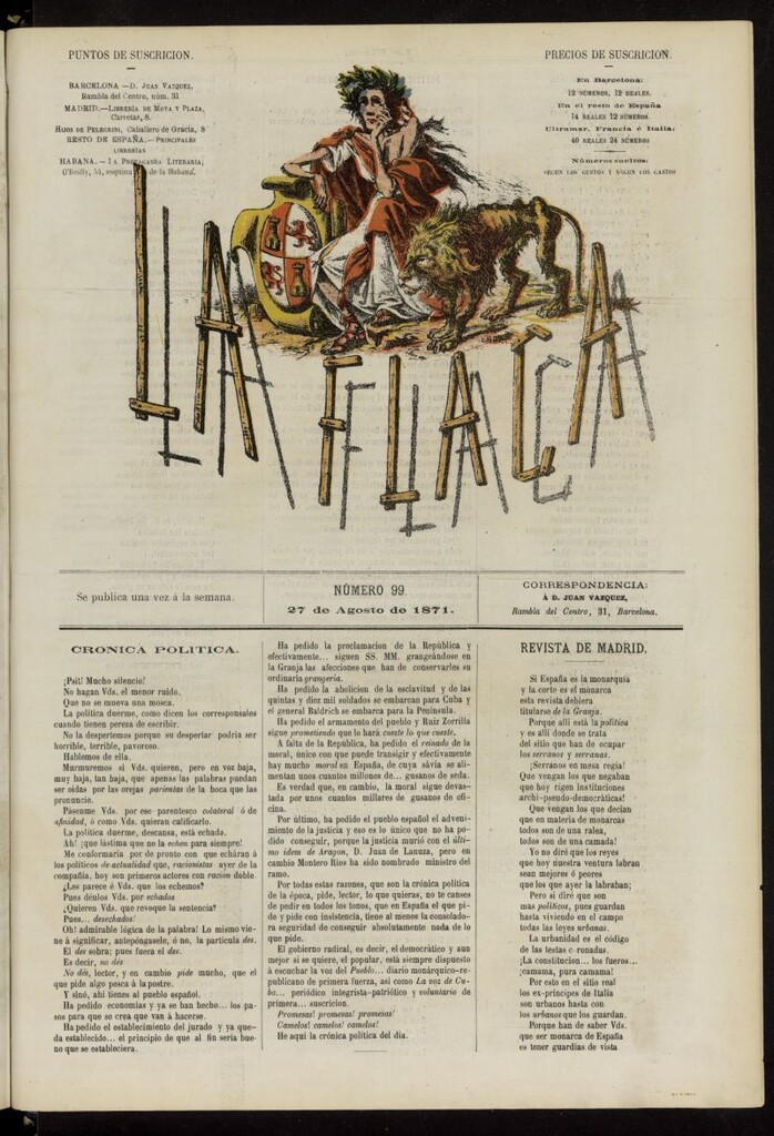 Miniatura de La Flaca del 27 de agosto de 1871, nº 99