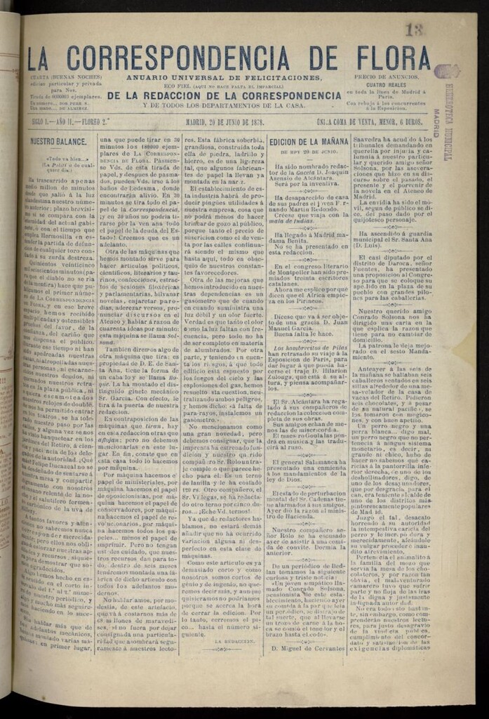 Miniatura de La Correspondencia de Flora: anuario universal de felicitaciones del 20 de junio de 1878