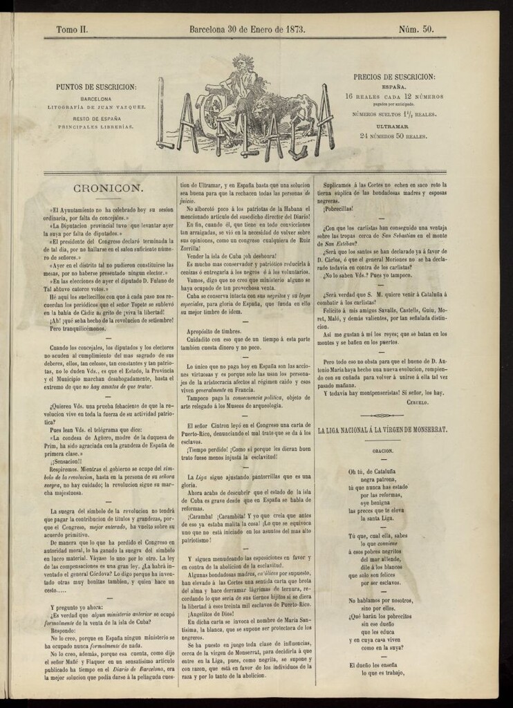 Miniatura de La Flaca del 30 de enero de 1873, nº 50