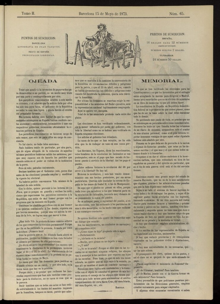 Miniatura de La Flaca del 15 de mayo de 1873, nº 65