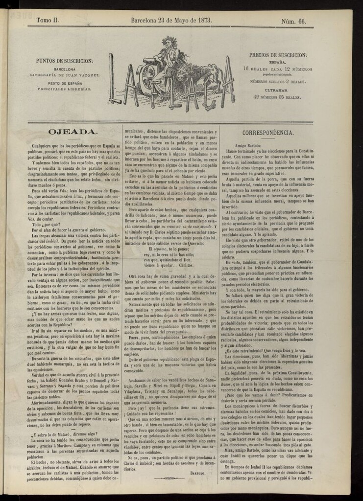Miniatura de La Flaca del 23 de mayo de 1873, nº 66