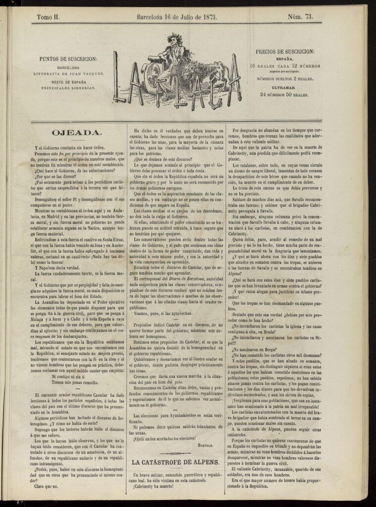 Miniatura de La Flaca del 16 de julio de 1873, nº 73