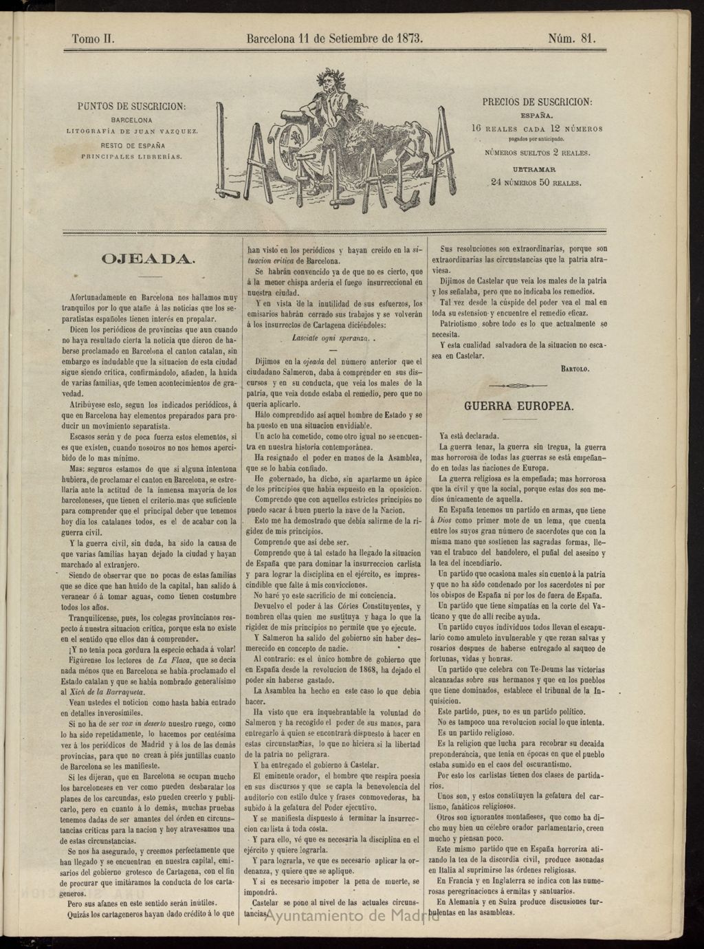 Miniatura de La Flaca del 11 de septiembre de 1873, nº 81