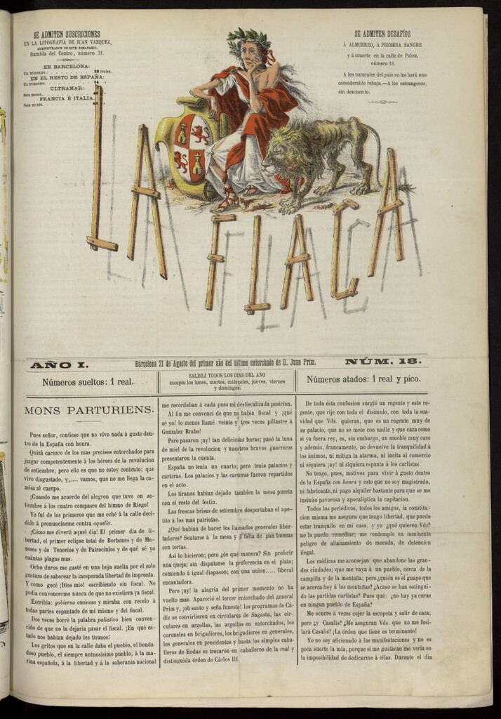 Miniatura de La Flaca del 21 de agosto de 1869, nº 18