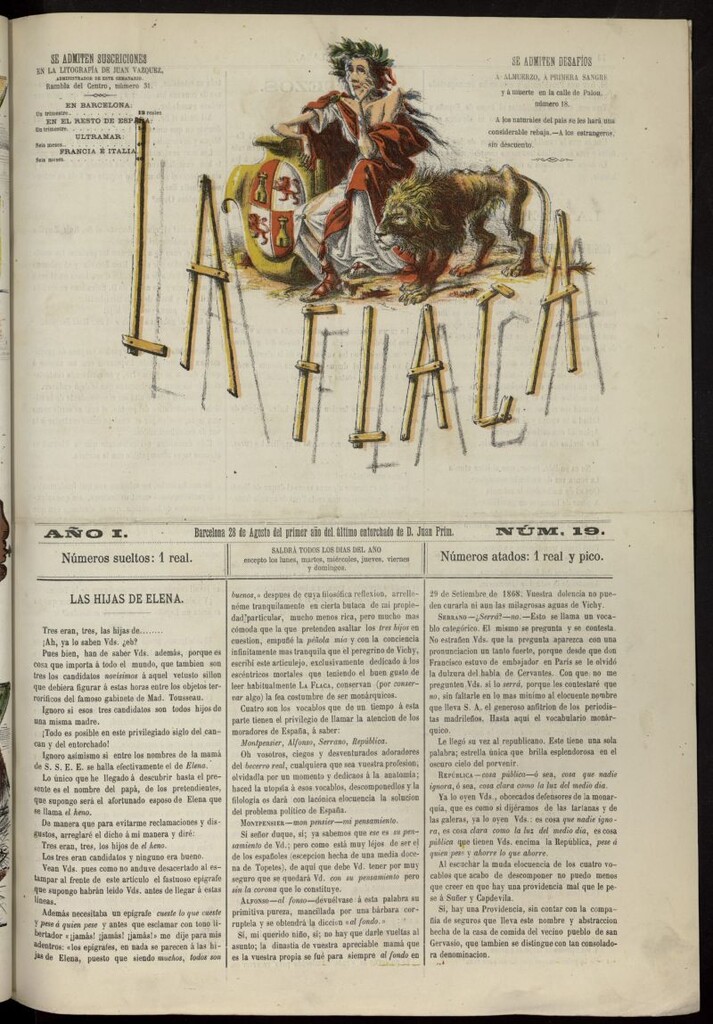 Miniatura de La Flaca del 28 de agosto de 1869, nº 19