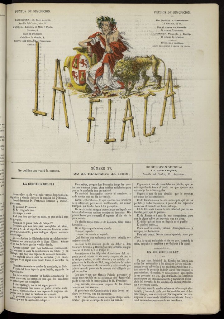 Miniatura de La Flaca del 22 de diciembre de 1869, nº 27