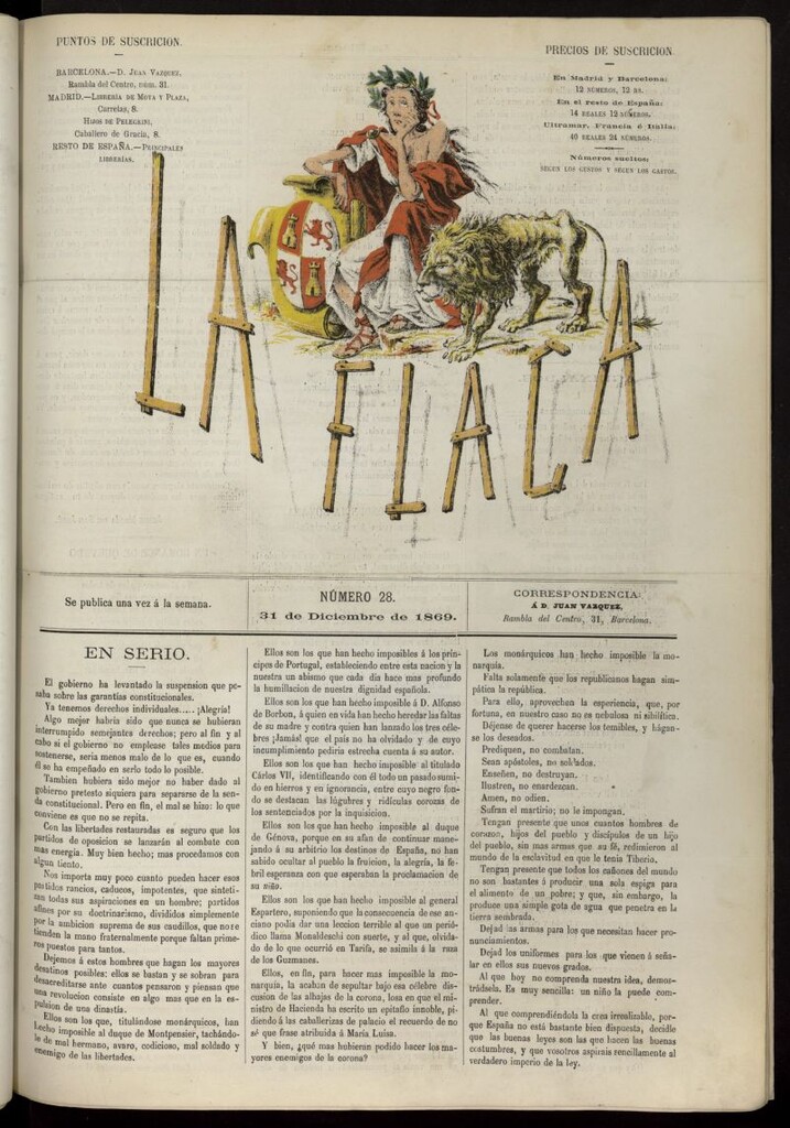 Miniatura de La Flaca del 31 de diciembre de 1869, nº 28