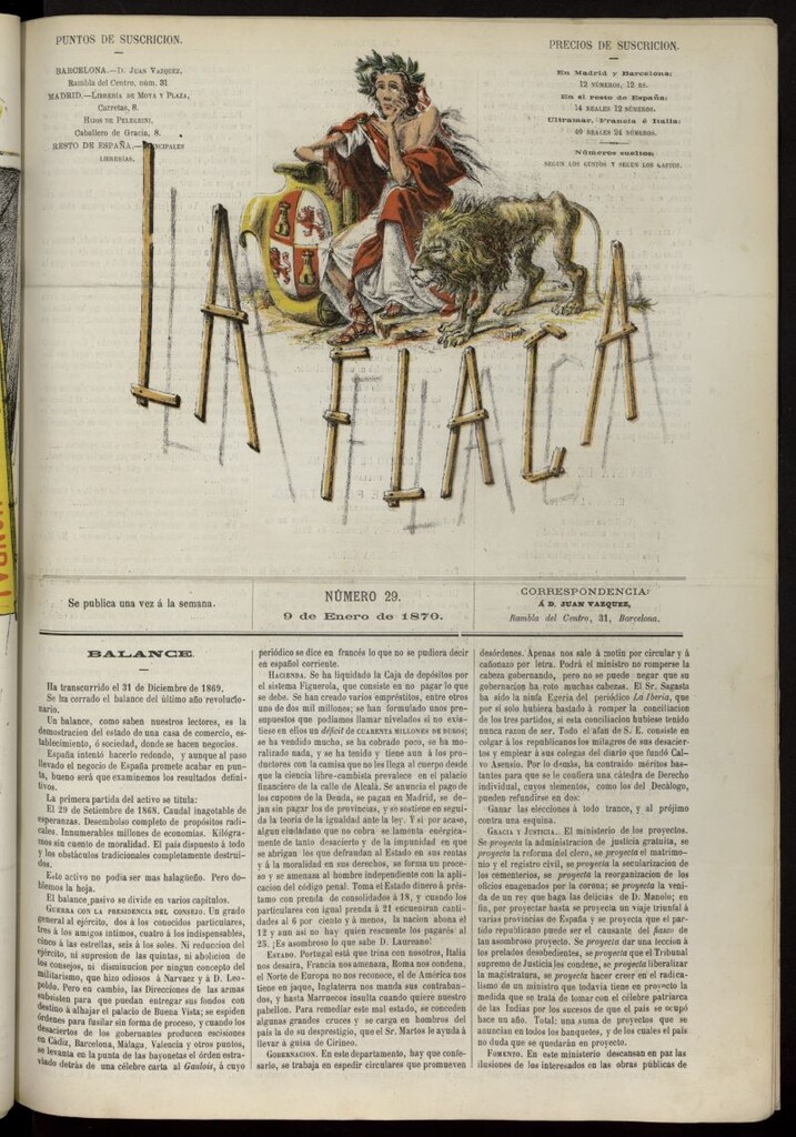 Miniatura de La Flaca del 9 de enero de 1870, nº 29