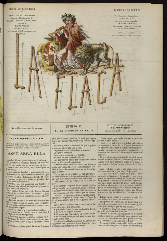 Miniatura de La Flaca del 13 de febrero de 1870, nº 34