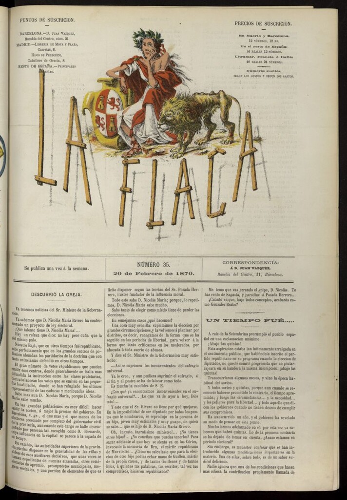 Miniatura de La Flaca del 20 de febrero de 1870, nº 35
