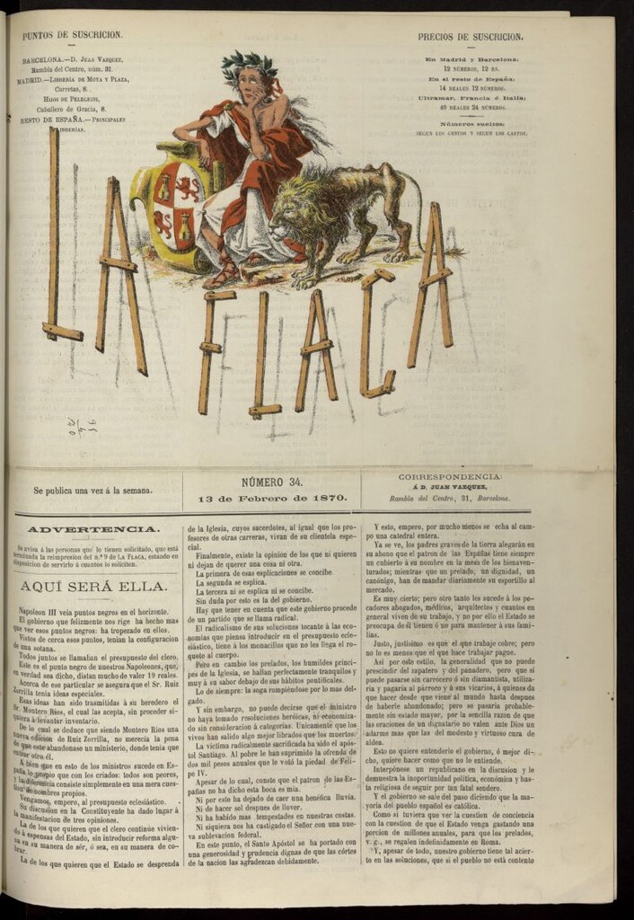 Miniatura de La Flaca del 13 de febrero de 1870, nº 34