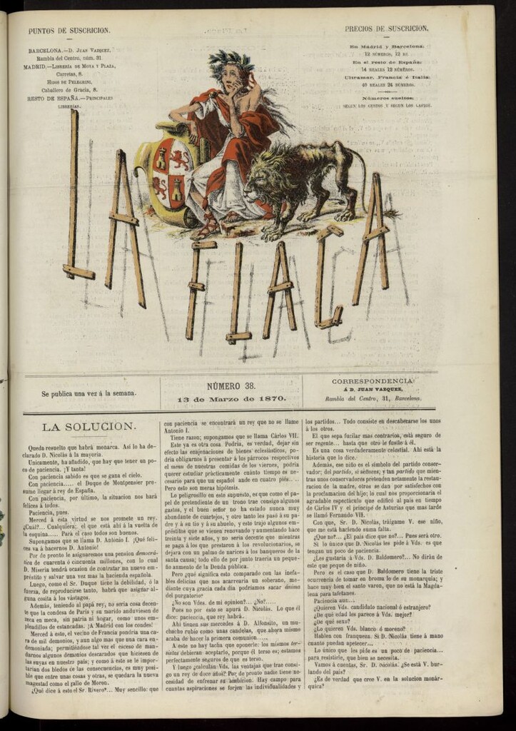 Miniatura de La Flaca del 13 de marzo de 1870, nº 38