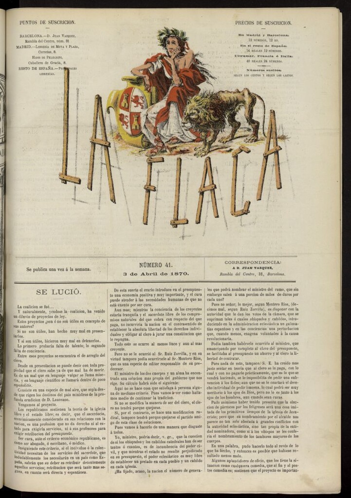 Miniatura de La Flaca del 3 de abril de 1870, nº 41