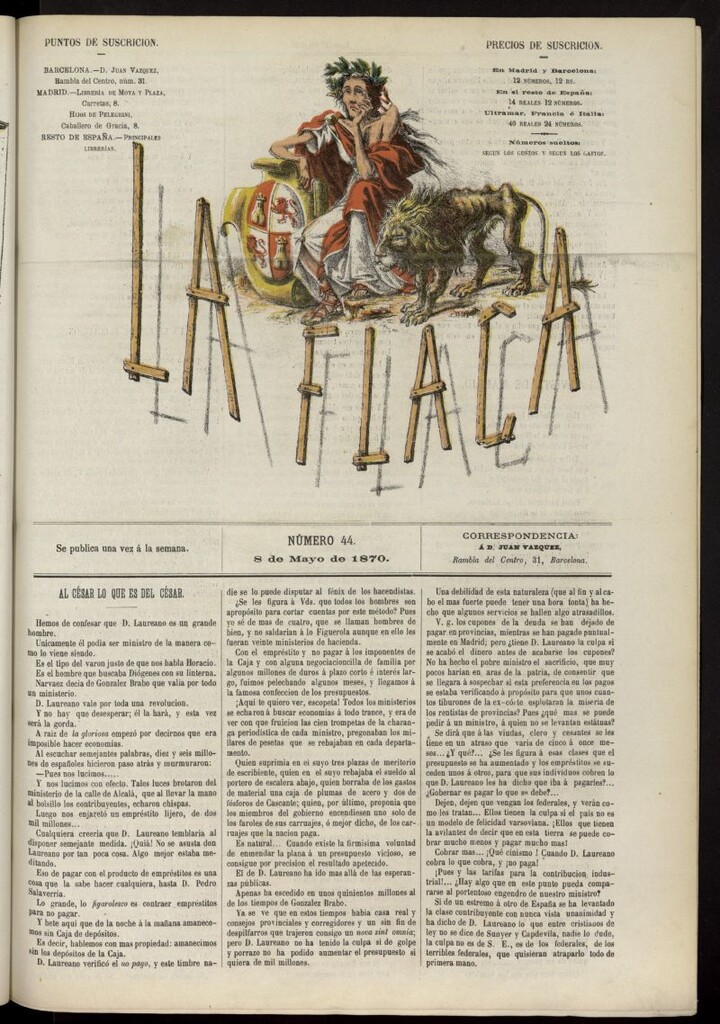 Miniatura de La Flaca del 8 de mayo de 1870, nº 44