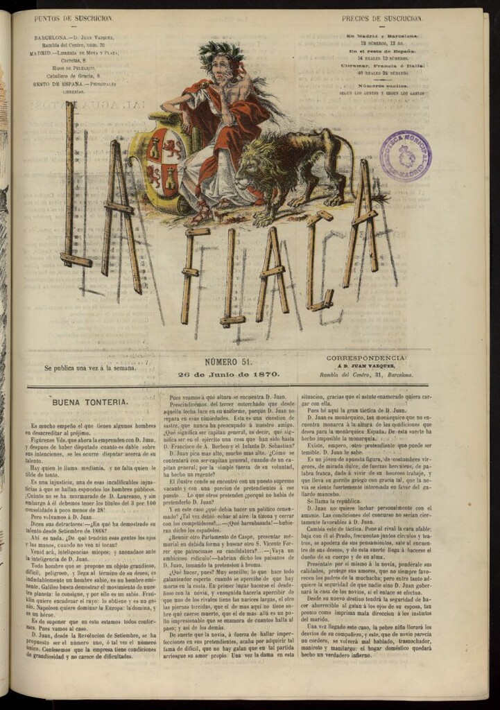 Miniatura de La Flaca del 26 de junio de 1870, nº 51