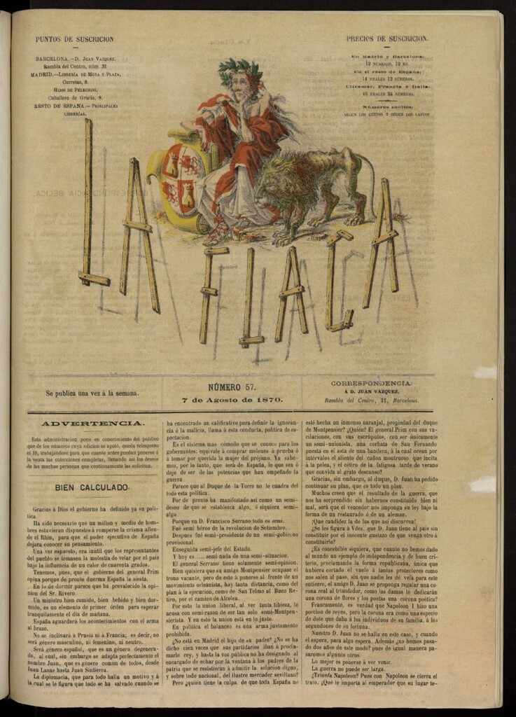 Miniatura de La Flaca del 7 de agosto de 1870, nº 57