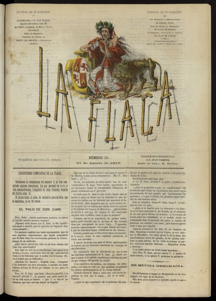 Miniatura de La Flaca del 21 de agosto de 1870, nº 59