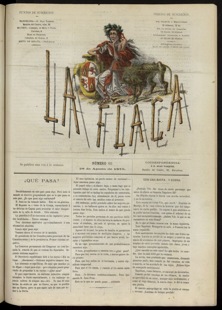 Miniatura de La Flaca del 28 de agosto de 1870, nº 60