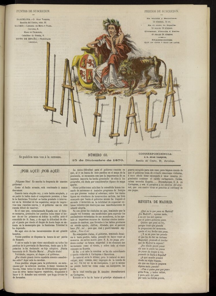Miniatura de La Flaca del 25 de diciembre de 1870, nº 68