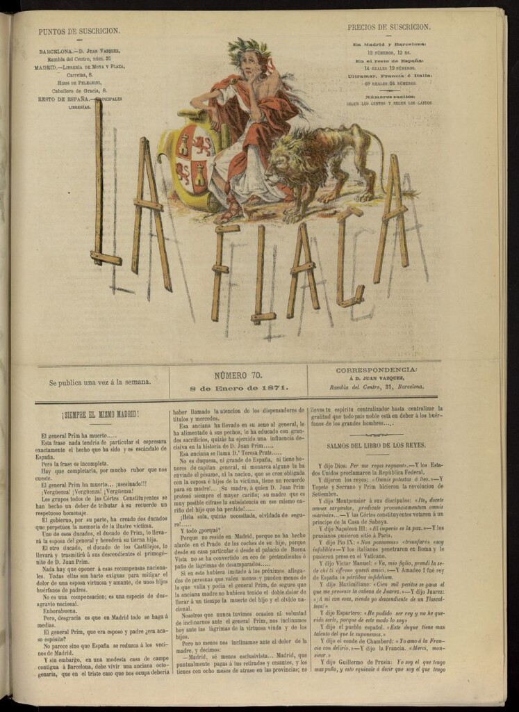 Miniatura de La Flaca del 8 de enero de 1871, nº 70