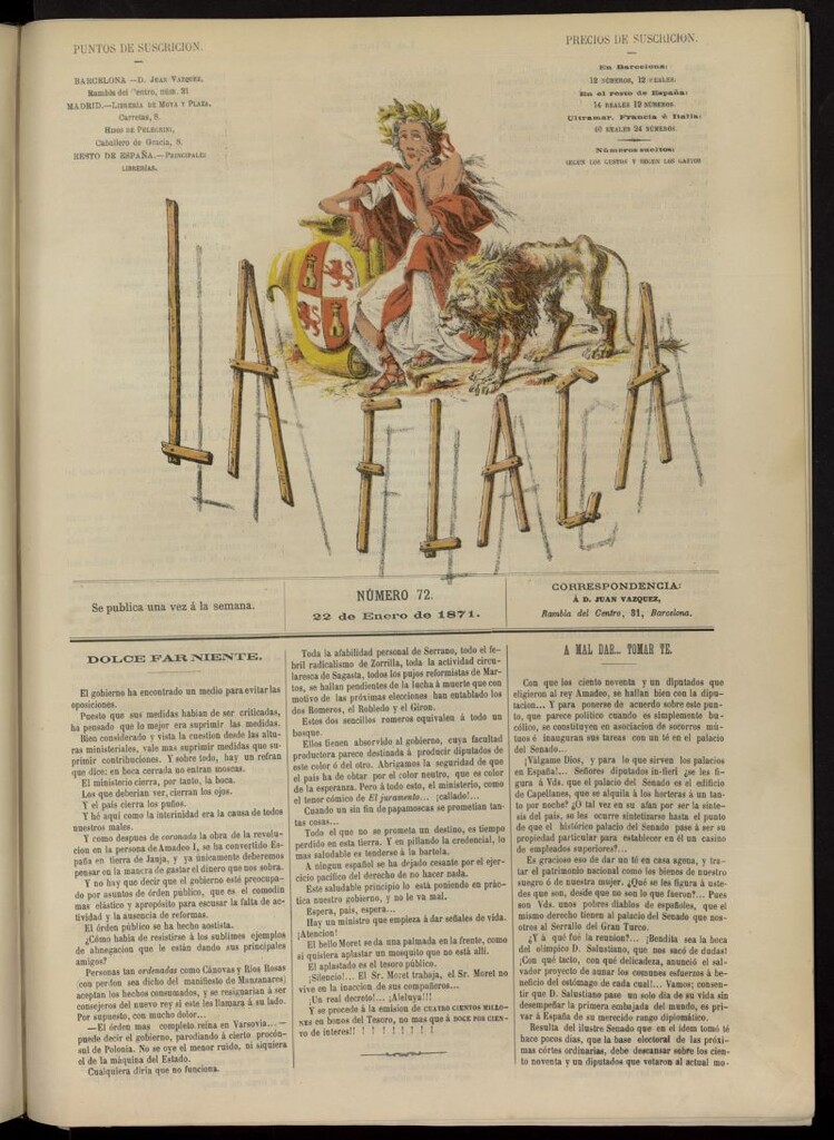 Miniatura de La Flaca del 22 de enero de 1871, nº 72