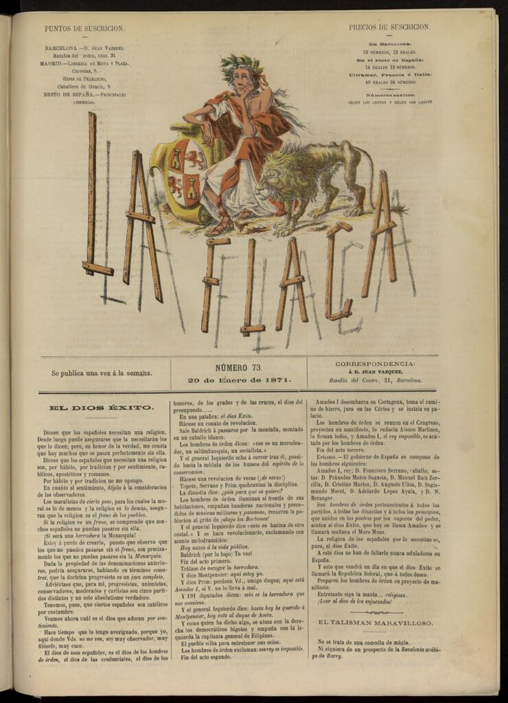 Miniatura de La Flaca del 29 de enero de 1871, nº 73