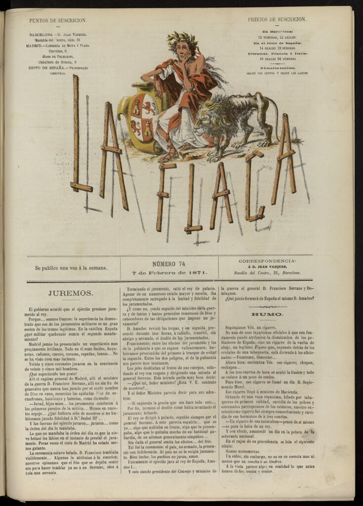 Miniatura de La Flaca del 7 de febrero de 1871, nº 74