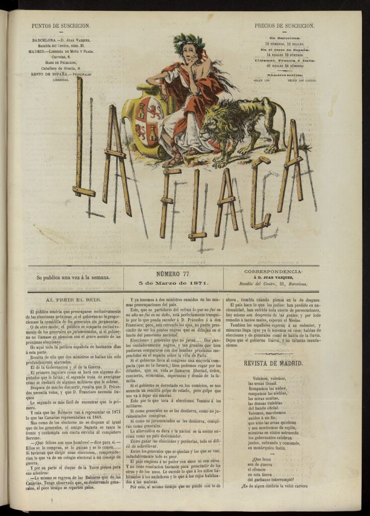 Miniatura de La Flaca del 5 de marzo de 1871, nº 77