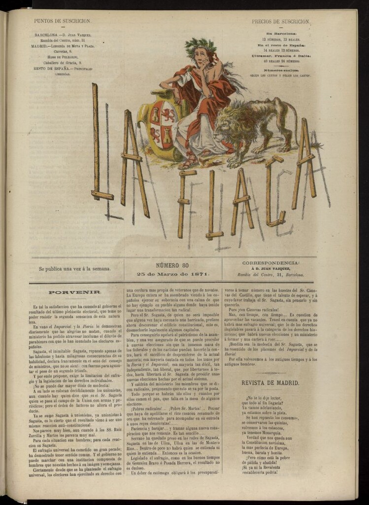 Miniatura de La Flaca del 25 de marzo de 1871, nº 80