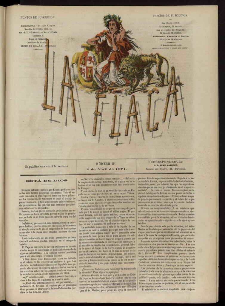 Miniatura de La Flaca del 2 de abril de 1871, nº 81