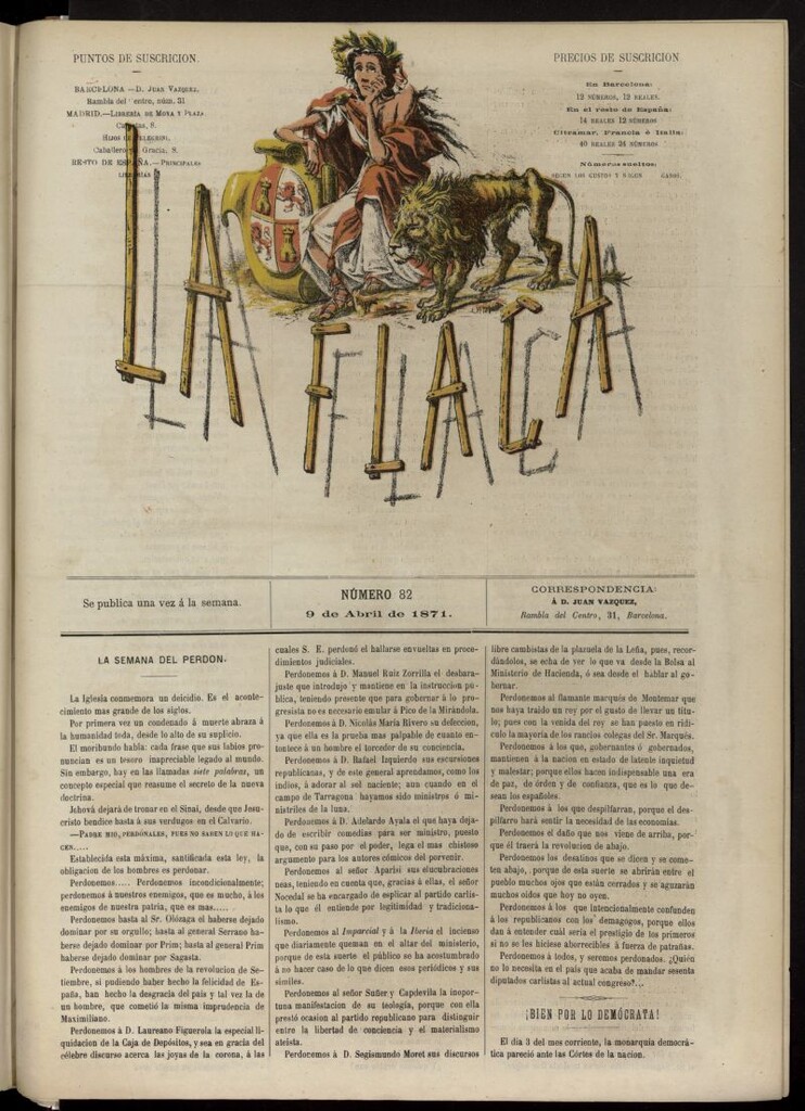 Miniatura de La Flaca del 9 de abril de 1871, nº 82
