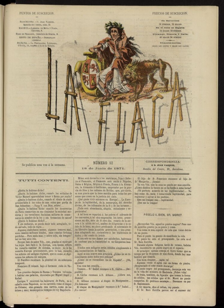 Miniatura de La Flaca del 18 de junio de 1871, nº 92