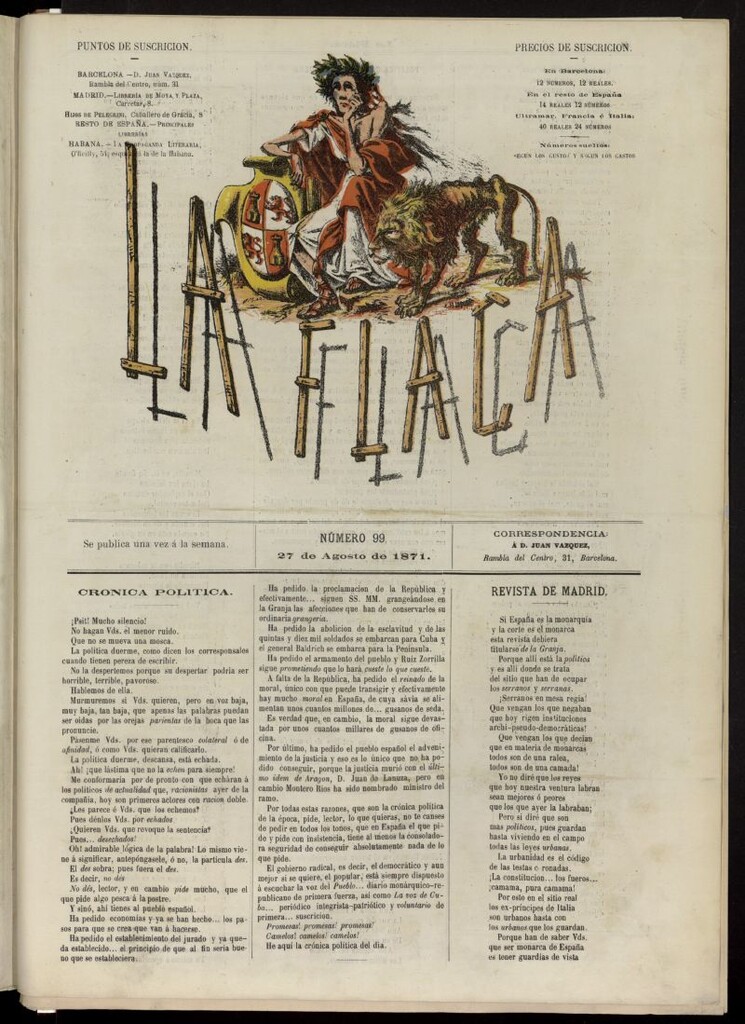 Miniatura de La Flaca del 27 de agosto de 1871, nº 99