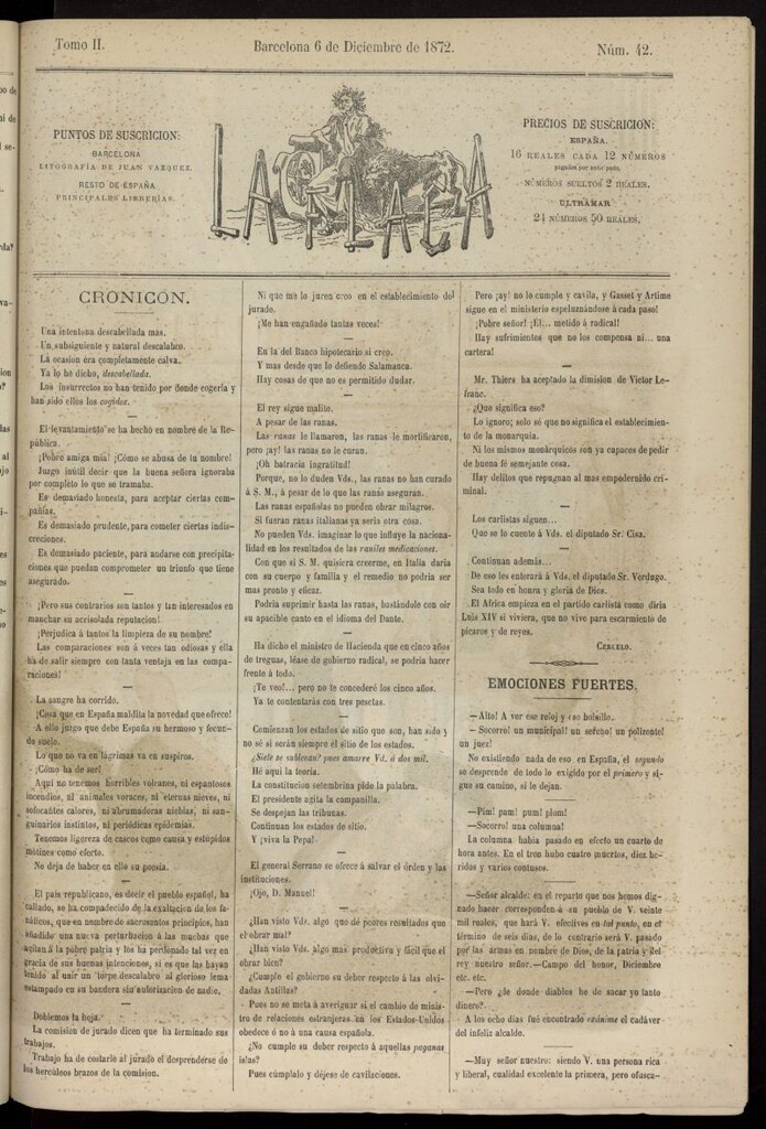Miniatura de La Flaca del 6 de diciembre de 1872, nº 42
