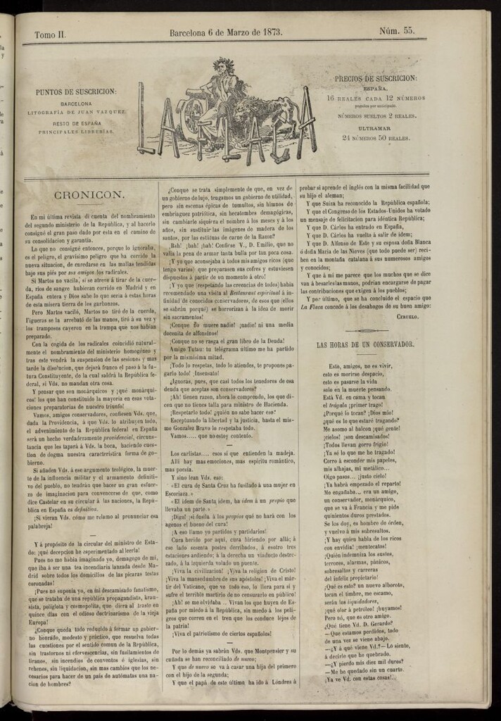 Miniatura de La Flaca del 6 de marzo de 1873, nº 55