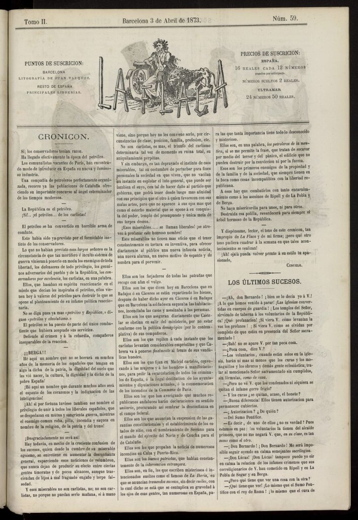 Miniatura de La Flaca del 3 de abril de 1873, nº 59