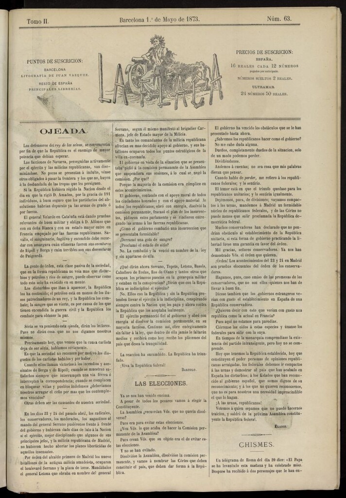 Miniatura de La Flaca del 1 de mayo de 1873, nº 63