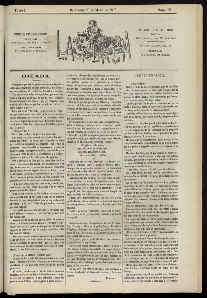 Miniatura de La Flaca del 23 de mayo de 1873, nº 66