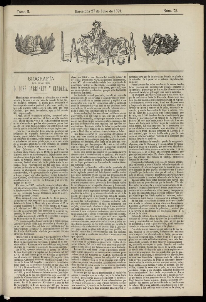 Miniatura de La Flaca del 27 de julio de 1873, nº 75