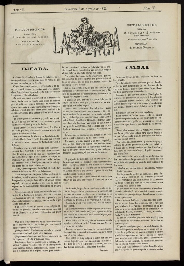 Miniatura de La Flaca del 6 de agosto de 1873, nº 76