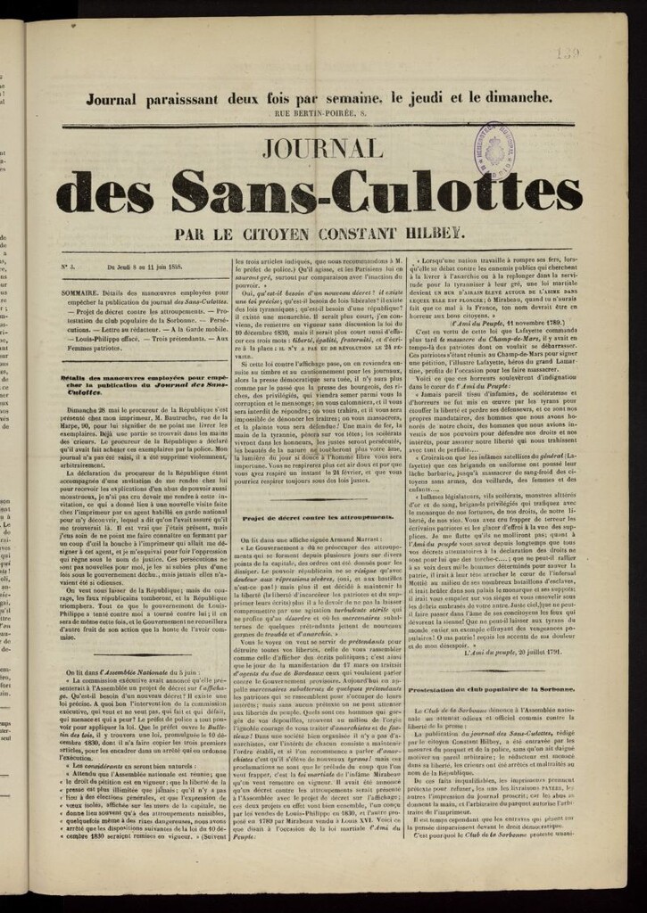 Miniatura de Journal de Sans-Culottes del 8 al 11 de junio de 1848, nº 3
