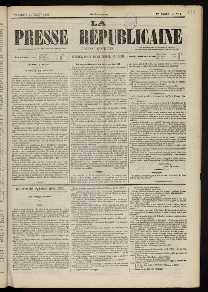 Miniatura de La Presse républicain del 7 de julio de 1848, nº 4