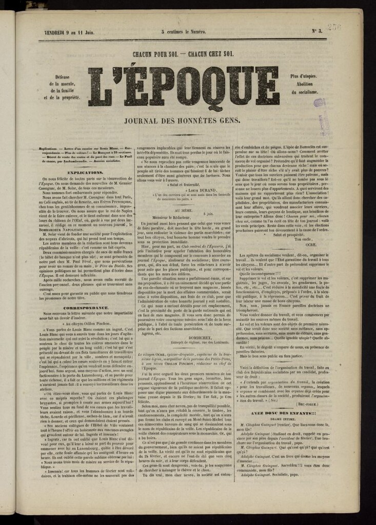 Miniatura de L´Époque: journal des honnêtes gens del 9 de junio de 1848, nº 3