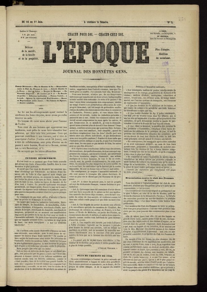 Miniatura de L´Époque: journal des honnêtes gens del 16 de junio de 1848, nº 5